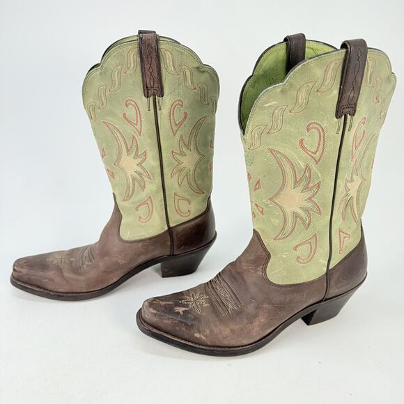 Ariat Green and Brown Heeled Boots - Picture 1 of 11